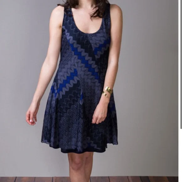 Free People My One & Only Mini Dress (GUC; Blue/Black; Sz. Large) - Picture 6 of 7